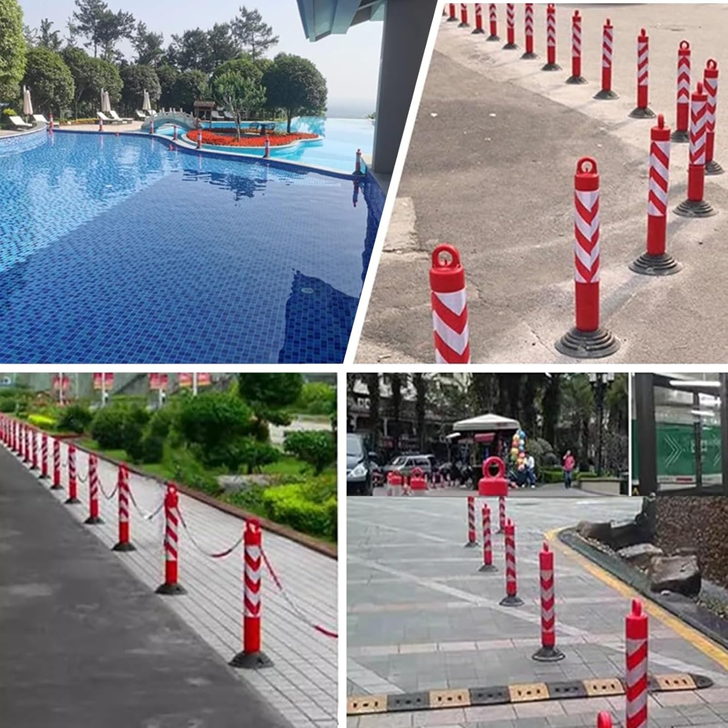 Traffic Post Safety Cone Barrier Cone 80cm Tall Street Cones with Reflective Collars,Driveway/Sidewalk/Public Area Traffic Delineator Post,Flexible Garage Parking Safety Barrier(Black+red,1 Pcs)