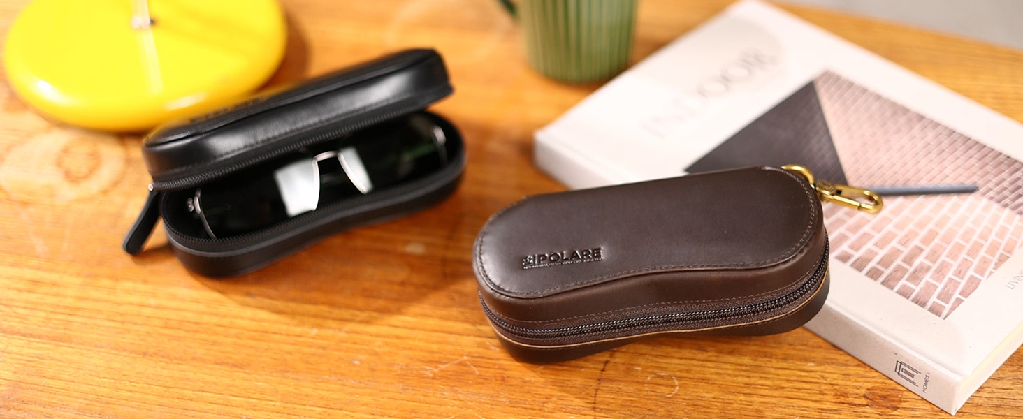 Polare Napa Leather Glasses Case Safety YKK Zipper Sunglasses Case