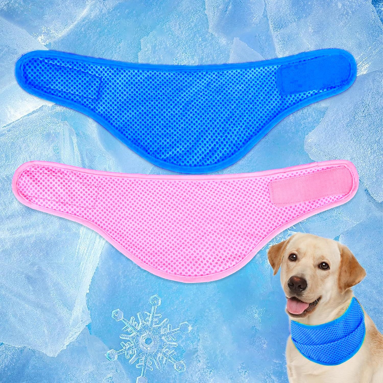 2 Pack Cooling Bandana for Dogs, Dog Ice Neck Wrap, Adjustable Dog Cooling Bandanas for Walking & Outdoor, Dog Cooling Scarf for Summer