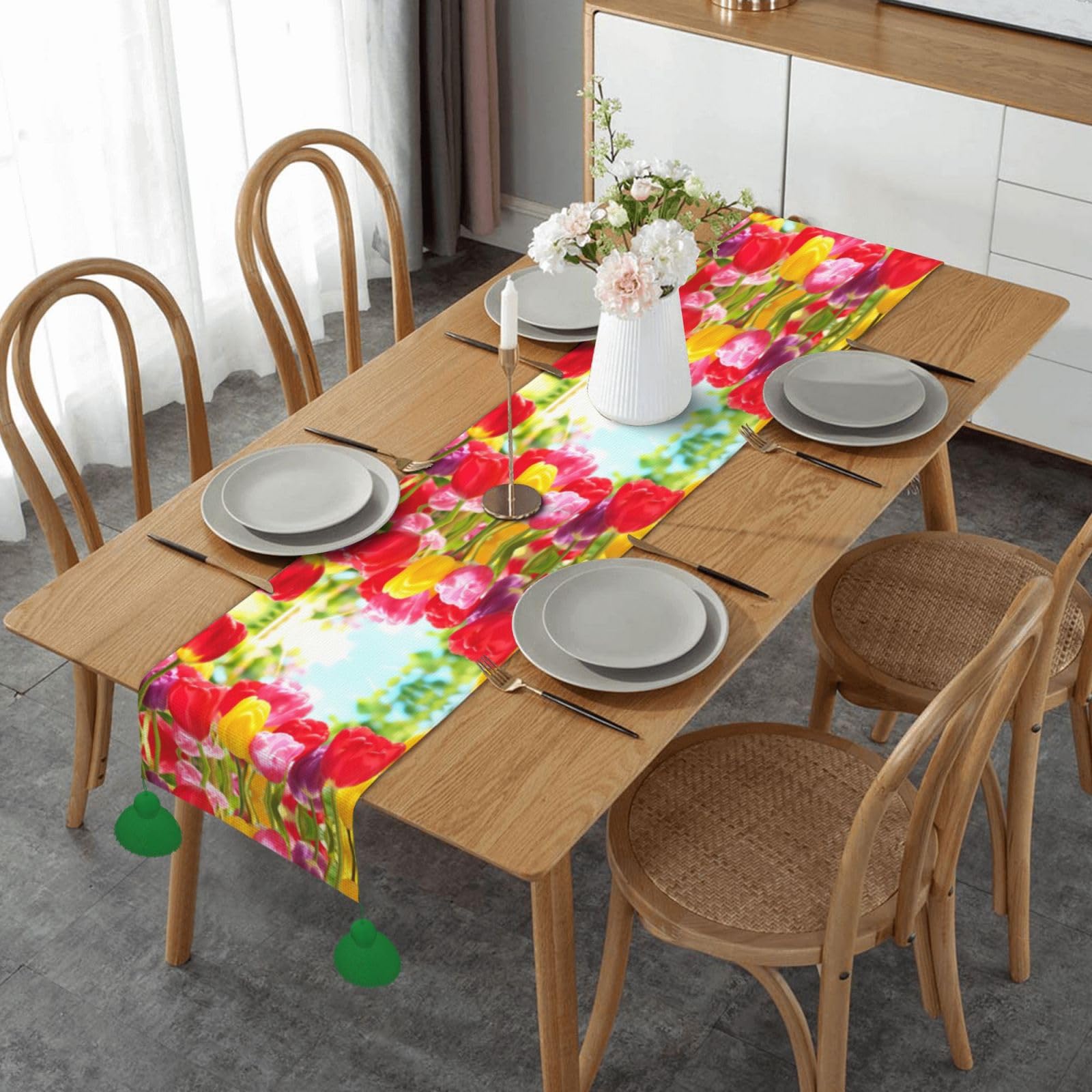 Chemin de table tulipes pour sublimer votre salle à manger printanière