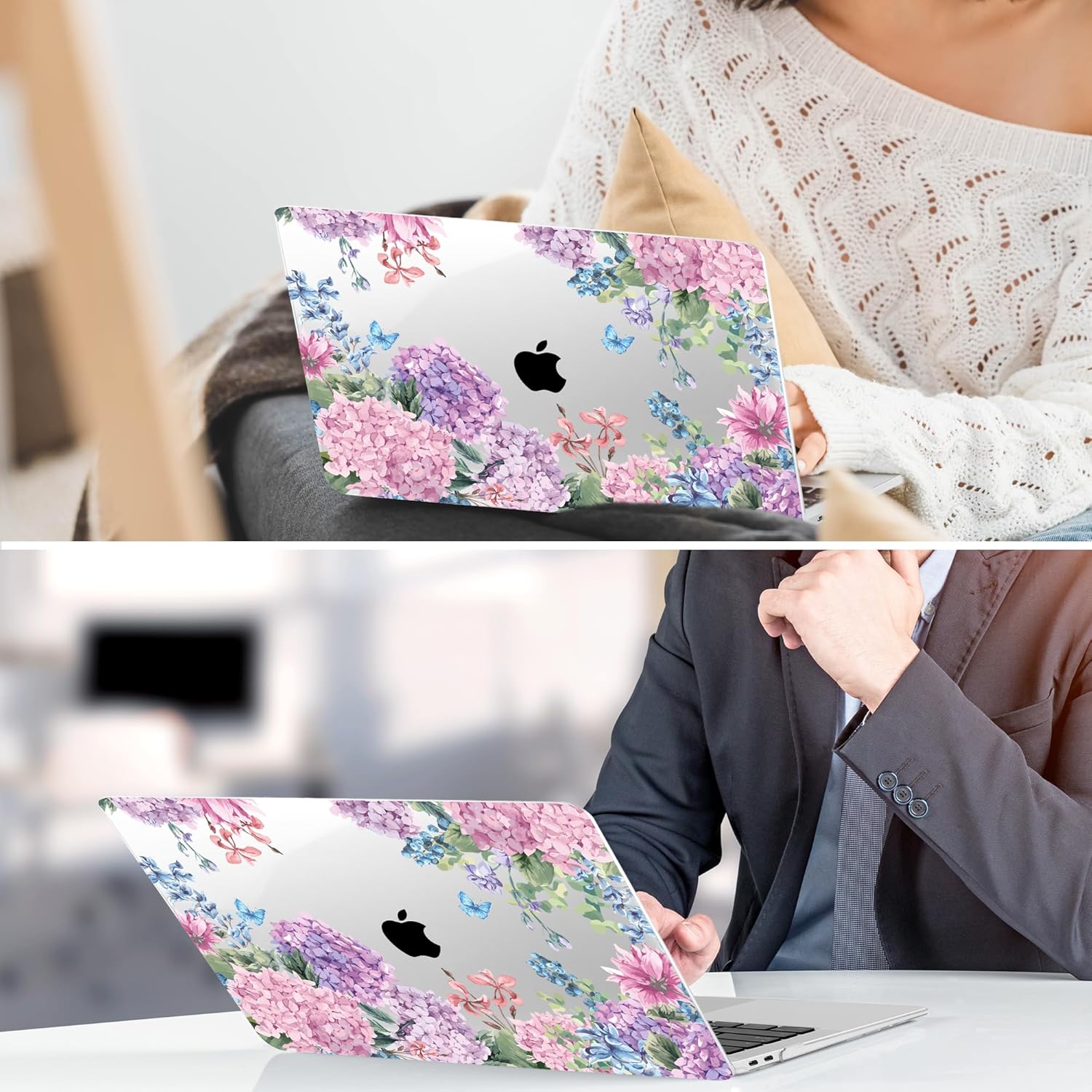 TWOLSKOO Hard Shell Case Keyboard Cover Skin Screen Protector for 2021-2018 Release MacBook Air 13 inch Model A2179 A1932 A2337 M1, Colorful Hydrangea - Image 7