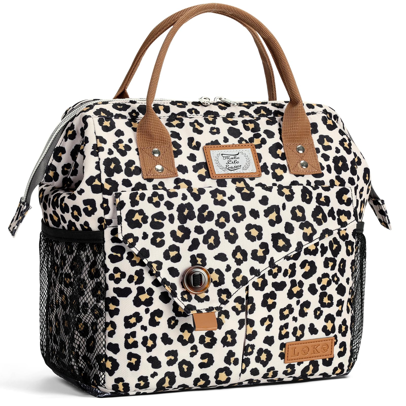 Lekesky 10L Insulated Lunch Bag for Women for Work Lunch Tote, Leopard