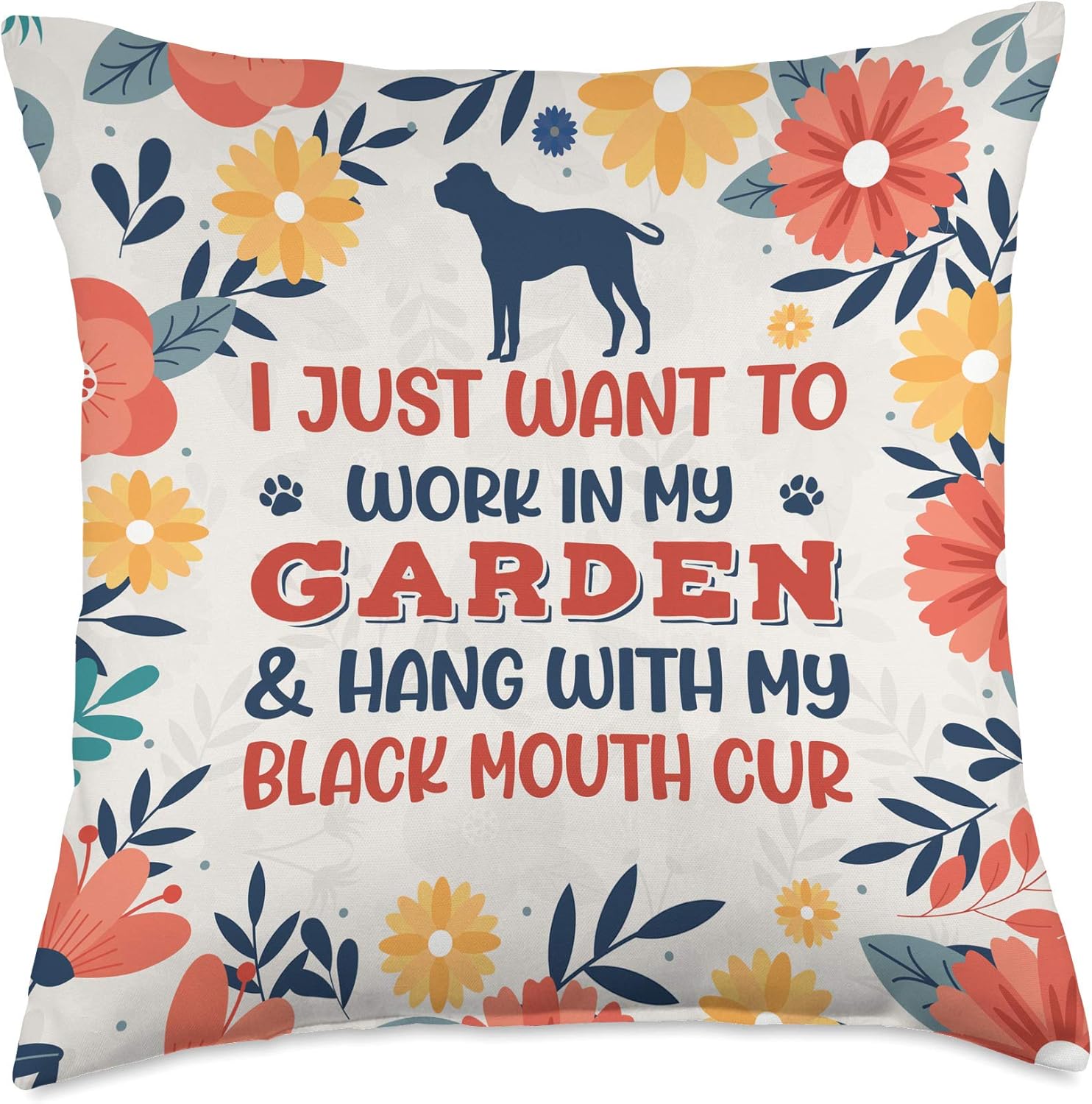 Black Mouth Cur Mom Garden Plant Gardener Dog Gift Throw Pillow