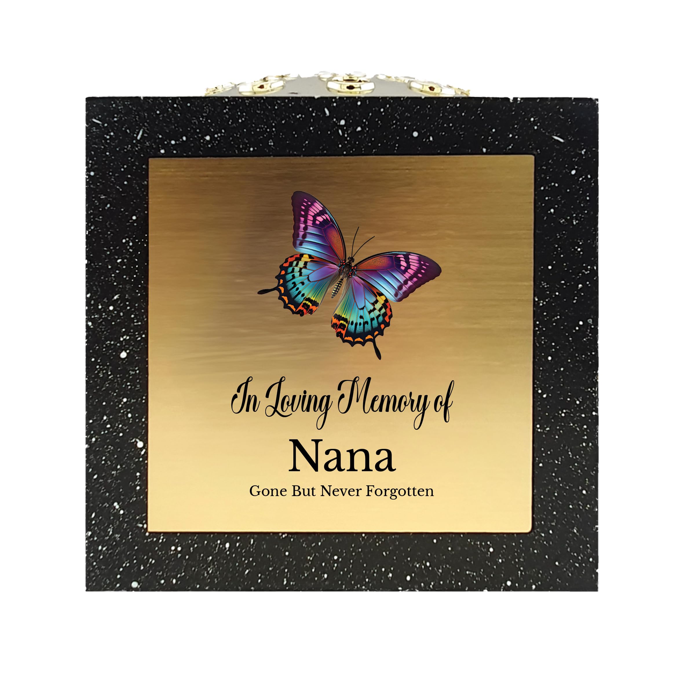 1Stclassgifts Black In Loving Memory Of Memorial Rose Bowl Grave Marker Flower Pot Vase With Butterfly Design Mum Dad Gran & Lots More /Gold (Uv Printed) (Nana)