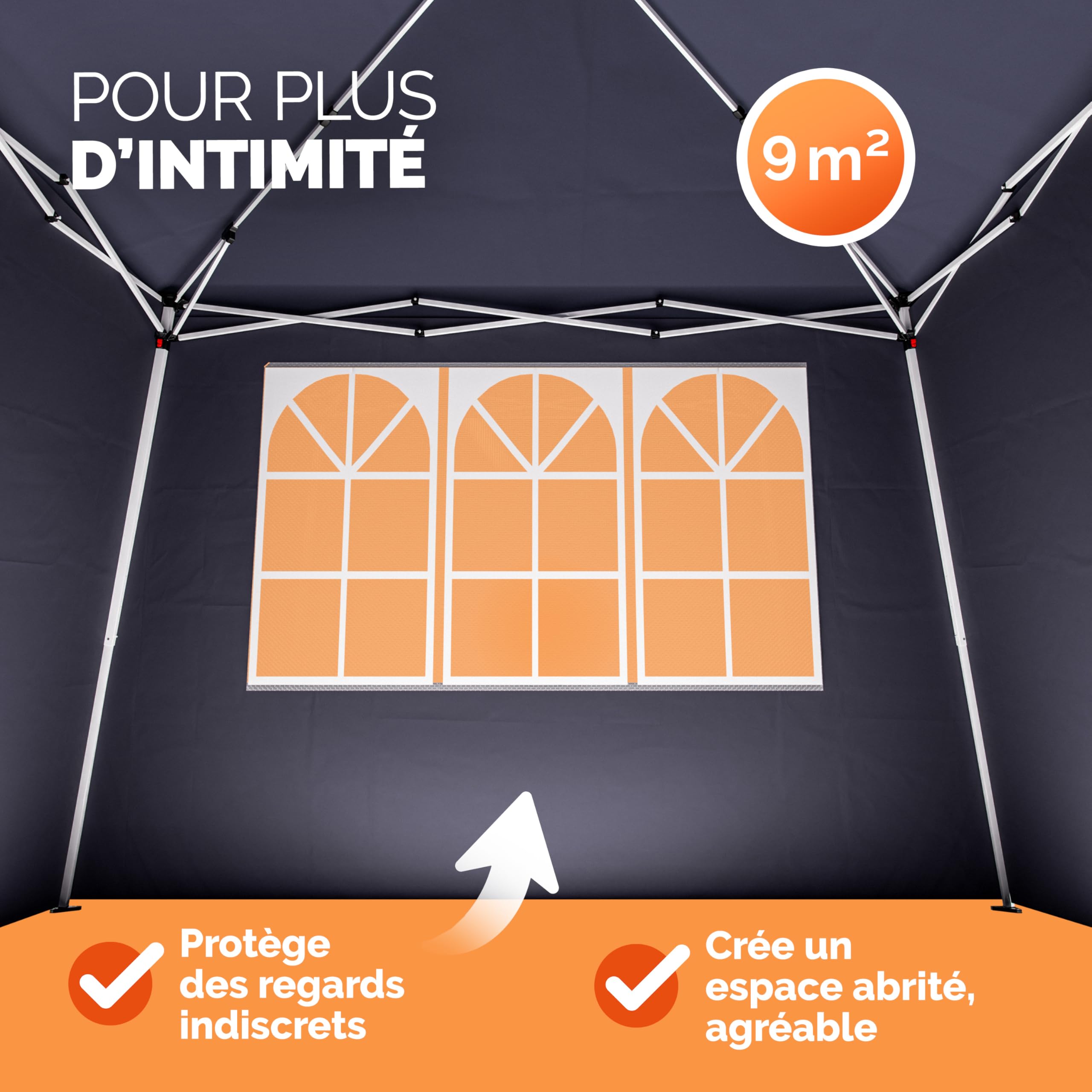CASARIAŽ 2X Parois latérales tonnelle de Jardin 3x3m imperméable fenętre Fermeture éclair Panneau latéral Mur côté pavillon Pop-Up Anthracite