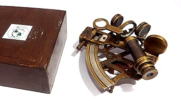 SIMRAH Brass Nautical Sextant Working 4" with Wooden CASE (Brown)