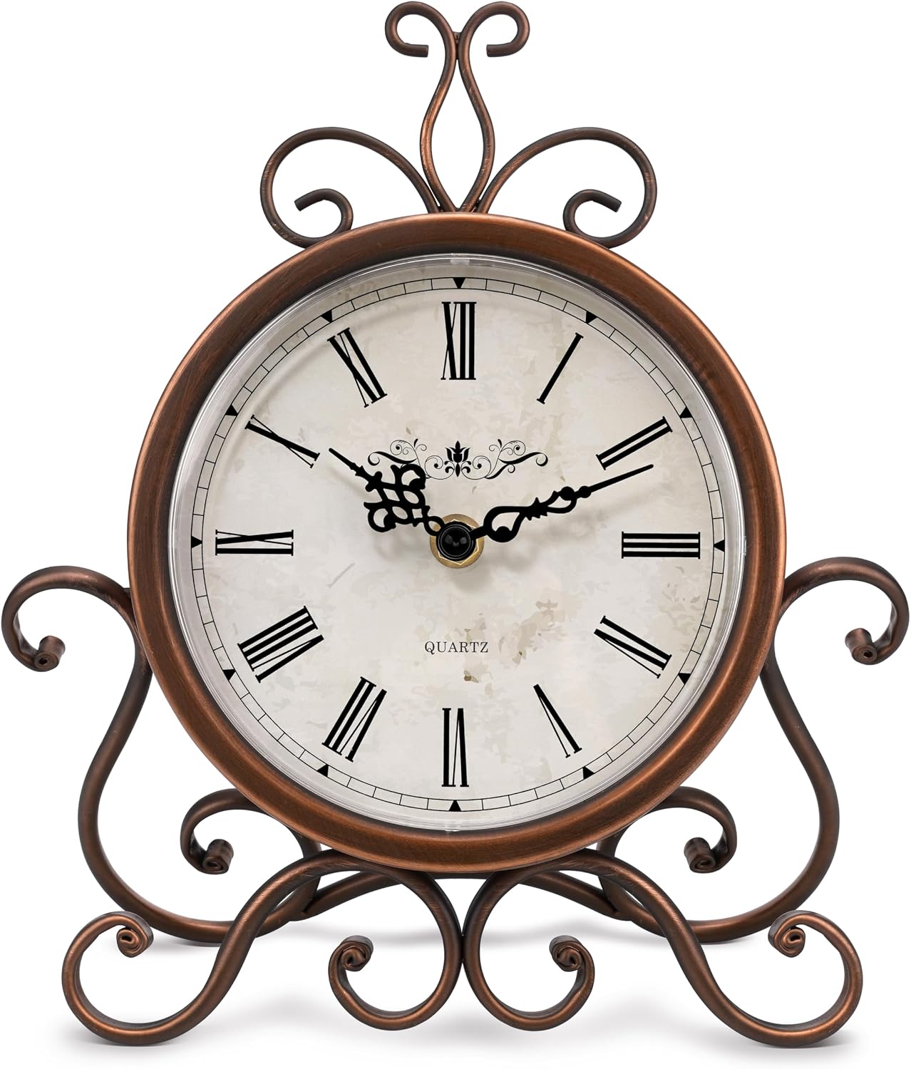 Mantel Clock Table Clock on Stand Retro Desk Shelf Brass Clock Non-Ticking image 2