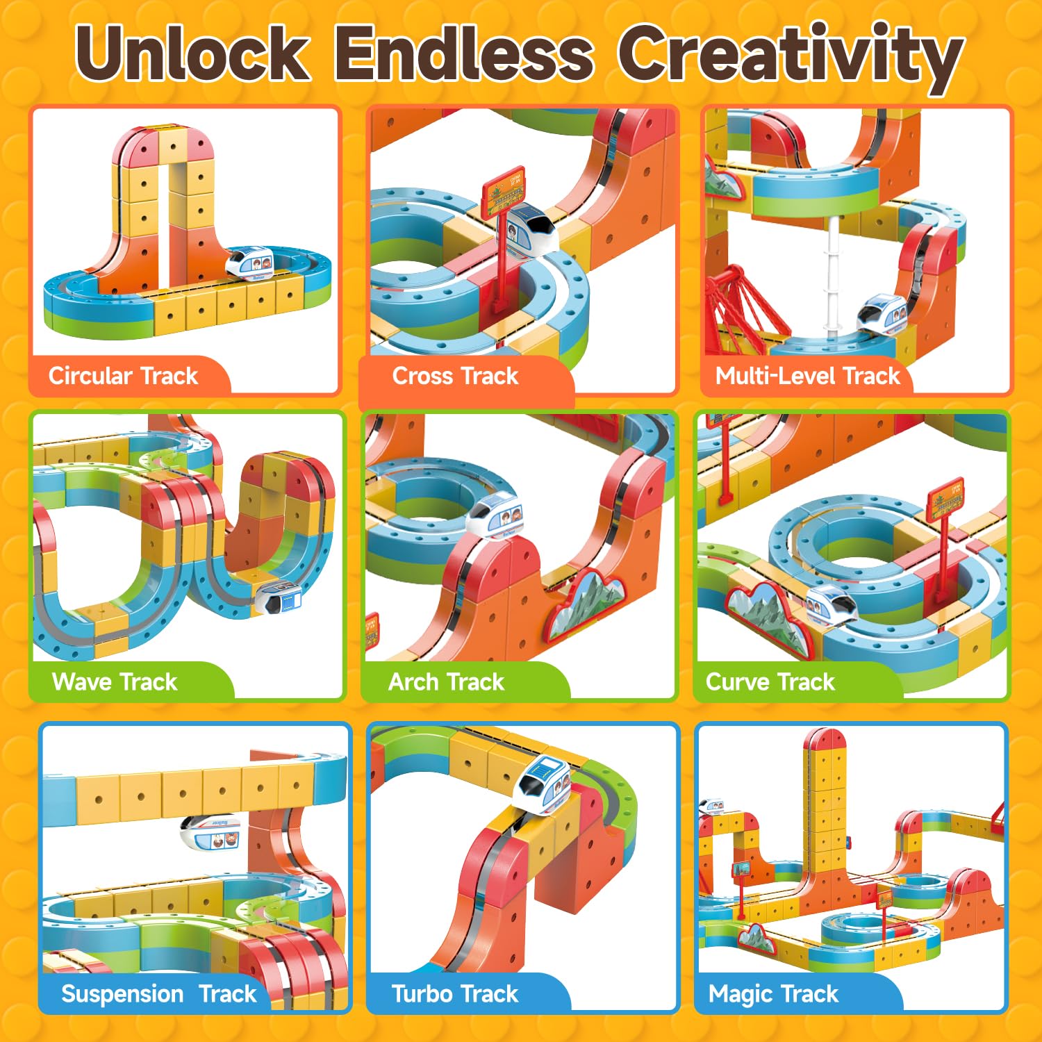 POPERFUN 131 Pezzi Trenino Elettrico Set,3D Cube Track Anti-Gravità