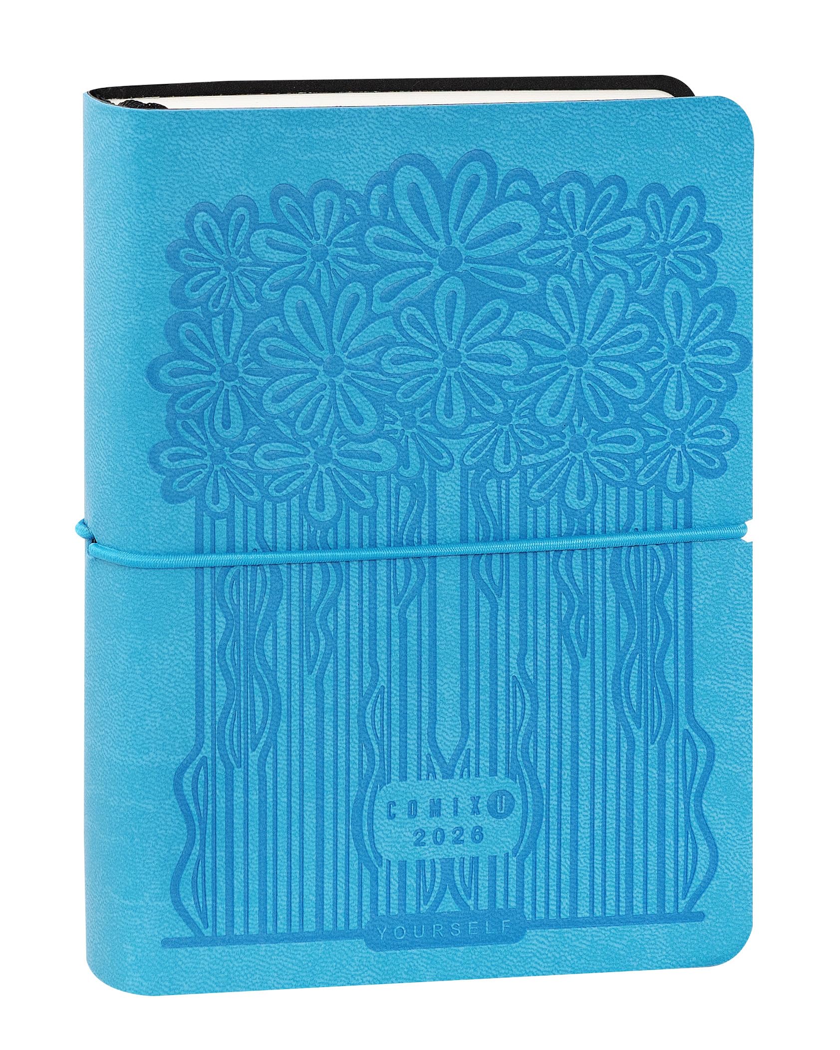 COMIX U YOURSELF 2025-2026 Mini Daily Diary, 16 Months, Soft Cover with Elastic Soft Cover, 448 Pages, Ideal for School and University, 4.3 x 6 inches, Blue
