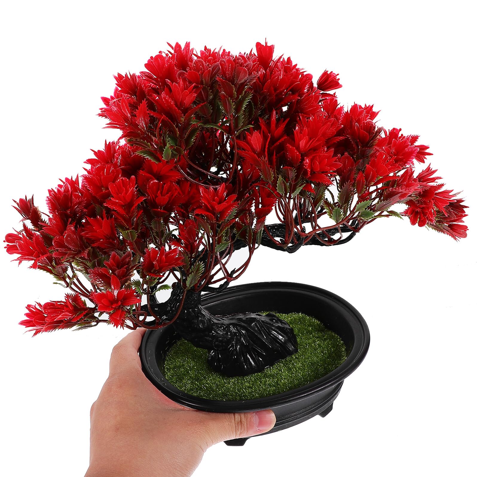 Uonlytech 2 Pezzi Bonsai Artificiale di Pino Rosso in Plastica per Decorazione Zen da Interno, Facile da Posizionare in Ingresso o Collezione Bonsai Aspetto Realistico e Stile Giapponese