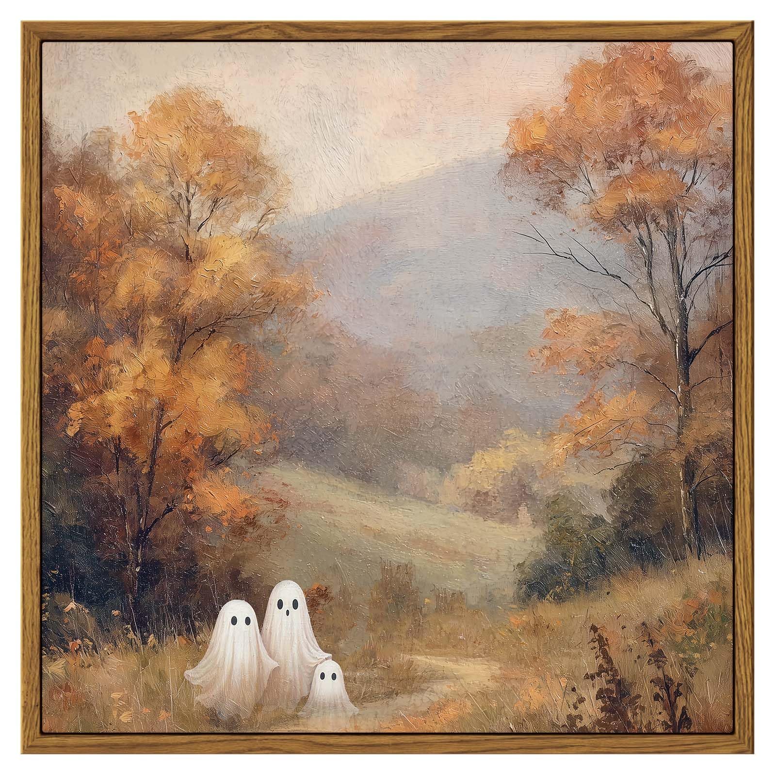 Framed Cute Halloween Ghost Canvas Wall Art 12x12