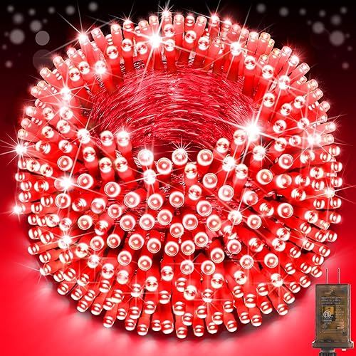 Miniatura 12 de SAUIRS - Tira de luces de Navidad de 197 pies con 500 luces LED para exteriores, 8 modos, temporizador, impermeable, luz de hada, enchufable para