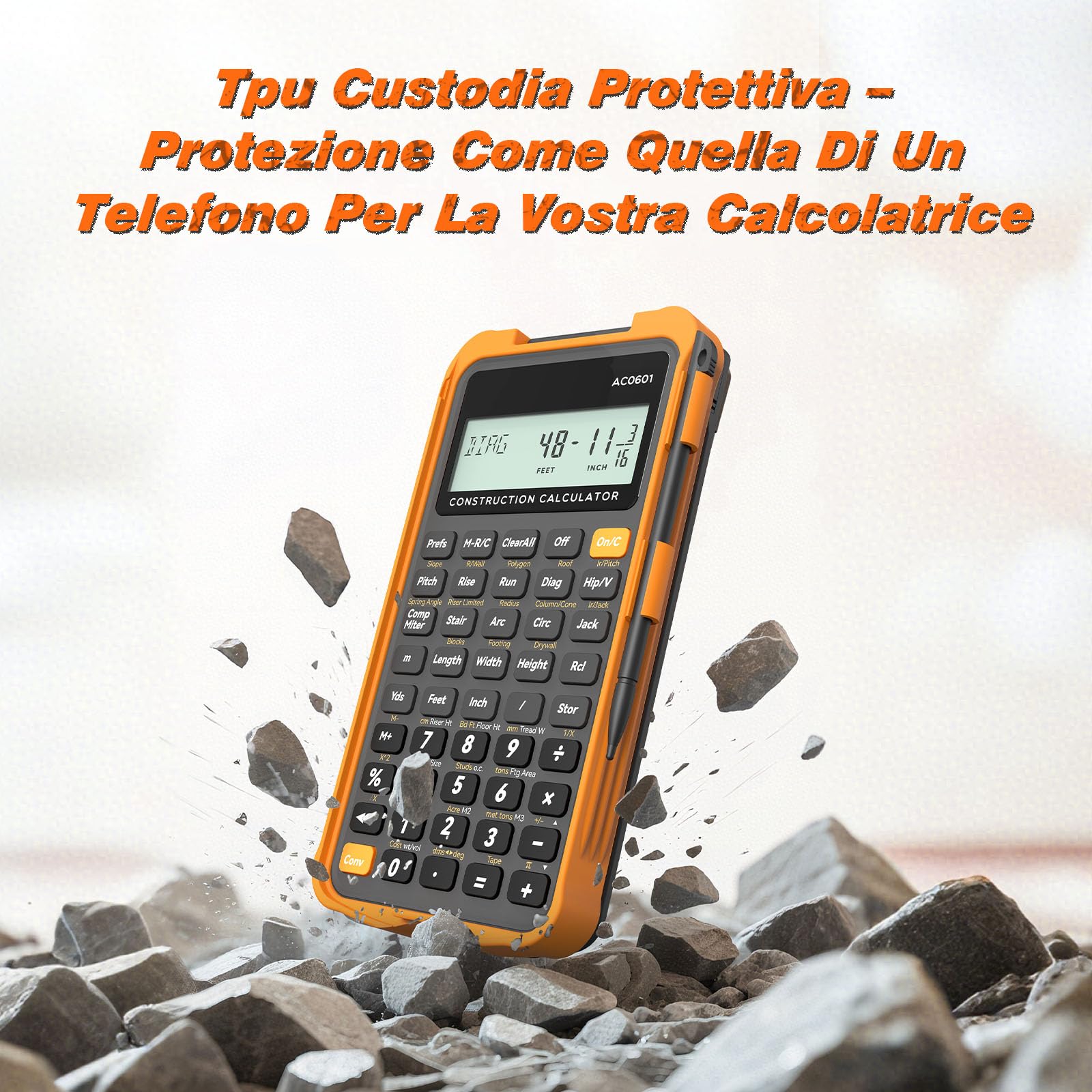 Calcolatore da Costruzione con Tavoletta per Scrittura Industriale e Scientifica ROATEE - Calcolatore per Ingegneri per Appaltatore, Calcolatori da Tasca Pollici-Piedi-Frazione per Carpentiere
