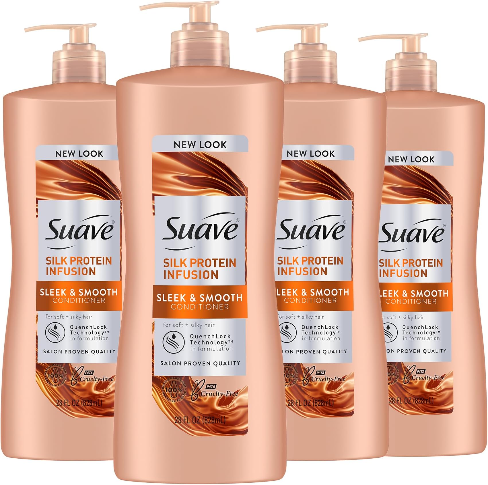 Silk Protein Infusion Conditioner, Sleek and Smooth, for Soft Hair and Frizz Control, 28 oz Pack of 4