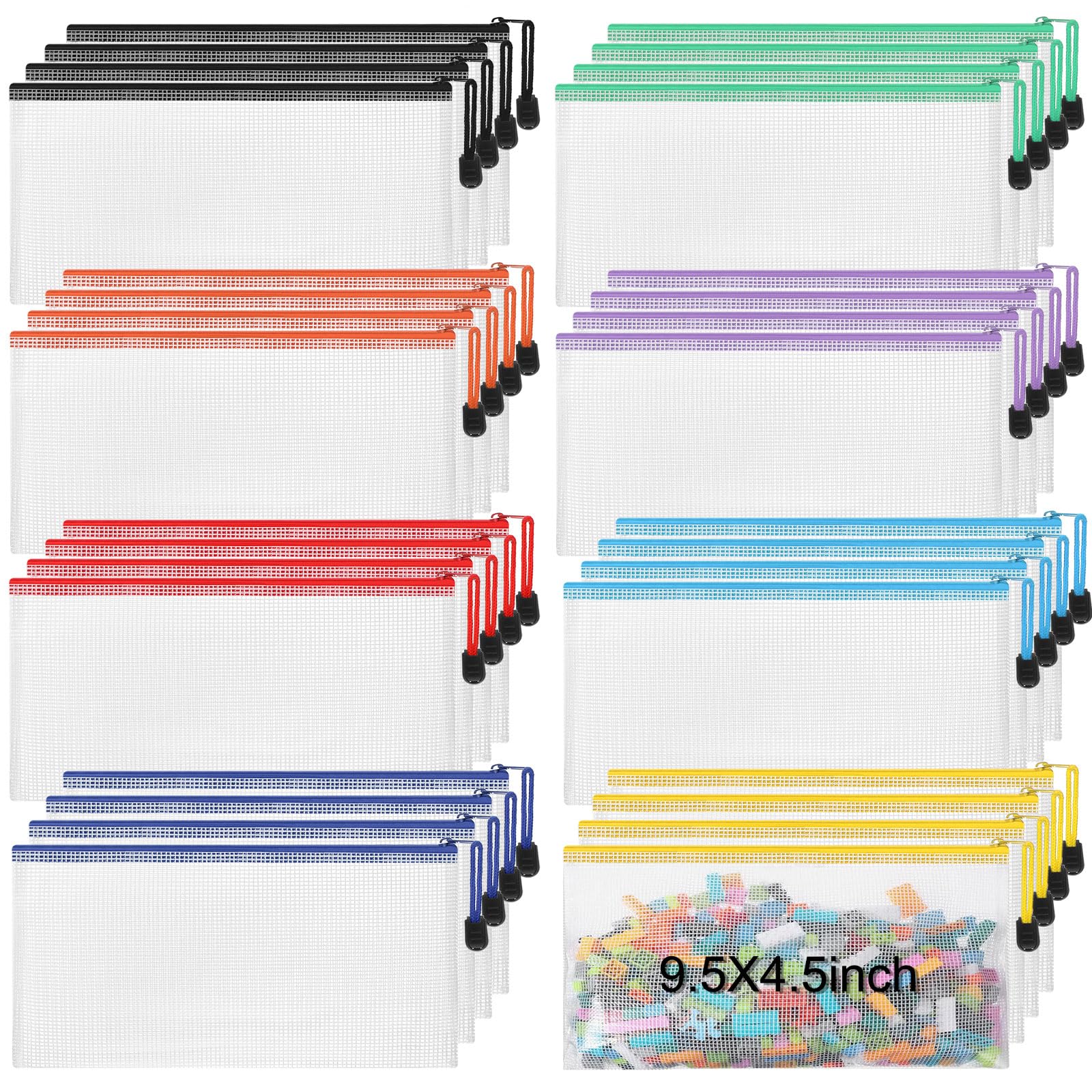 Jetec 32 Pcs Mesh Zipper Bags Bikini Organizer,Sweet Color,9.5 x 4.5 Inch