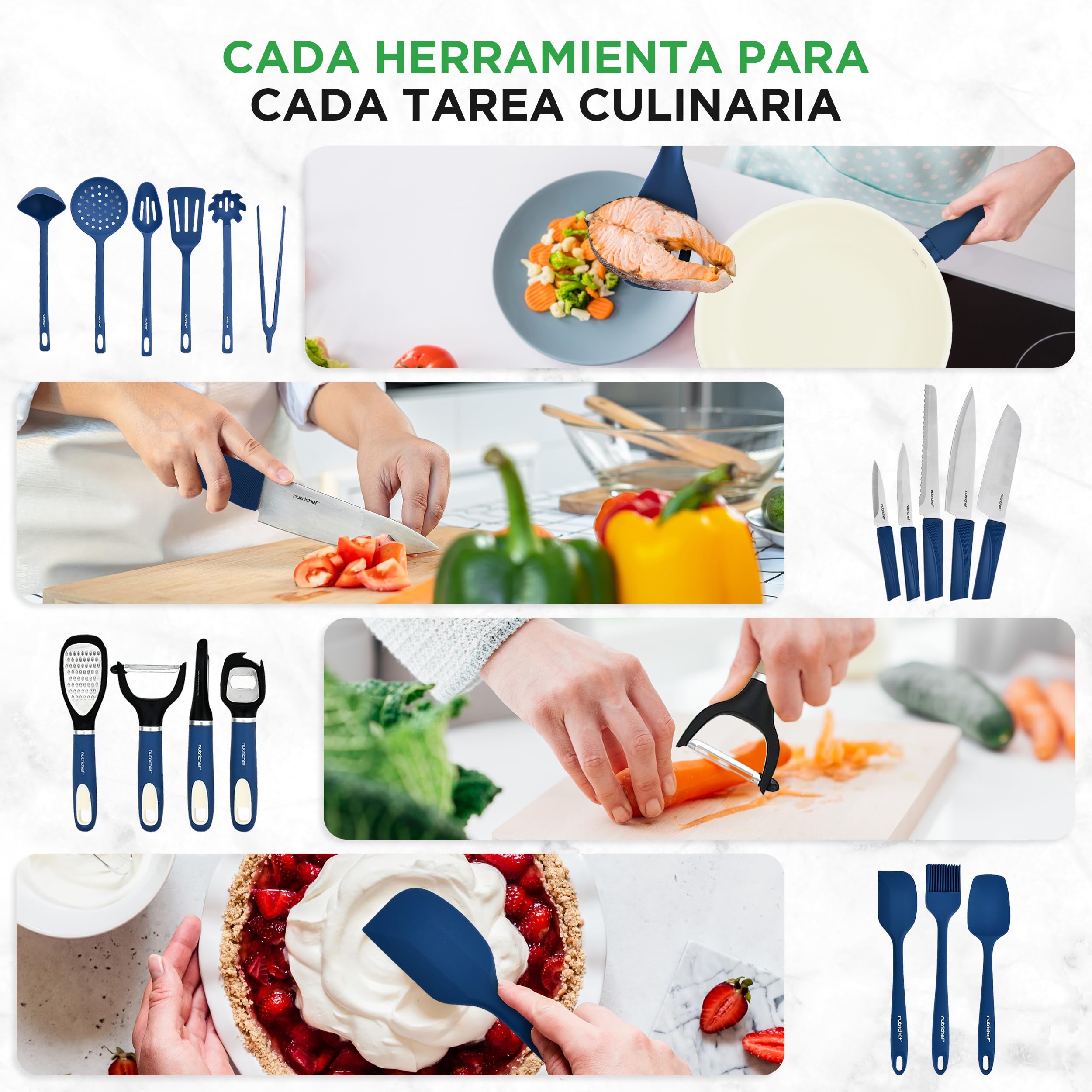 NutriChef set completo de cocina de 54 piezas, cerámica antiadherente, apto para inducción