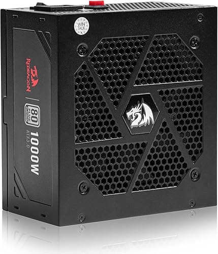 Redragon PSU017 Fuente de alimentación completamente modular ATX de 80+ Platium de 1000 W, certificado 80 Plus, condensadores 100% japoneses y