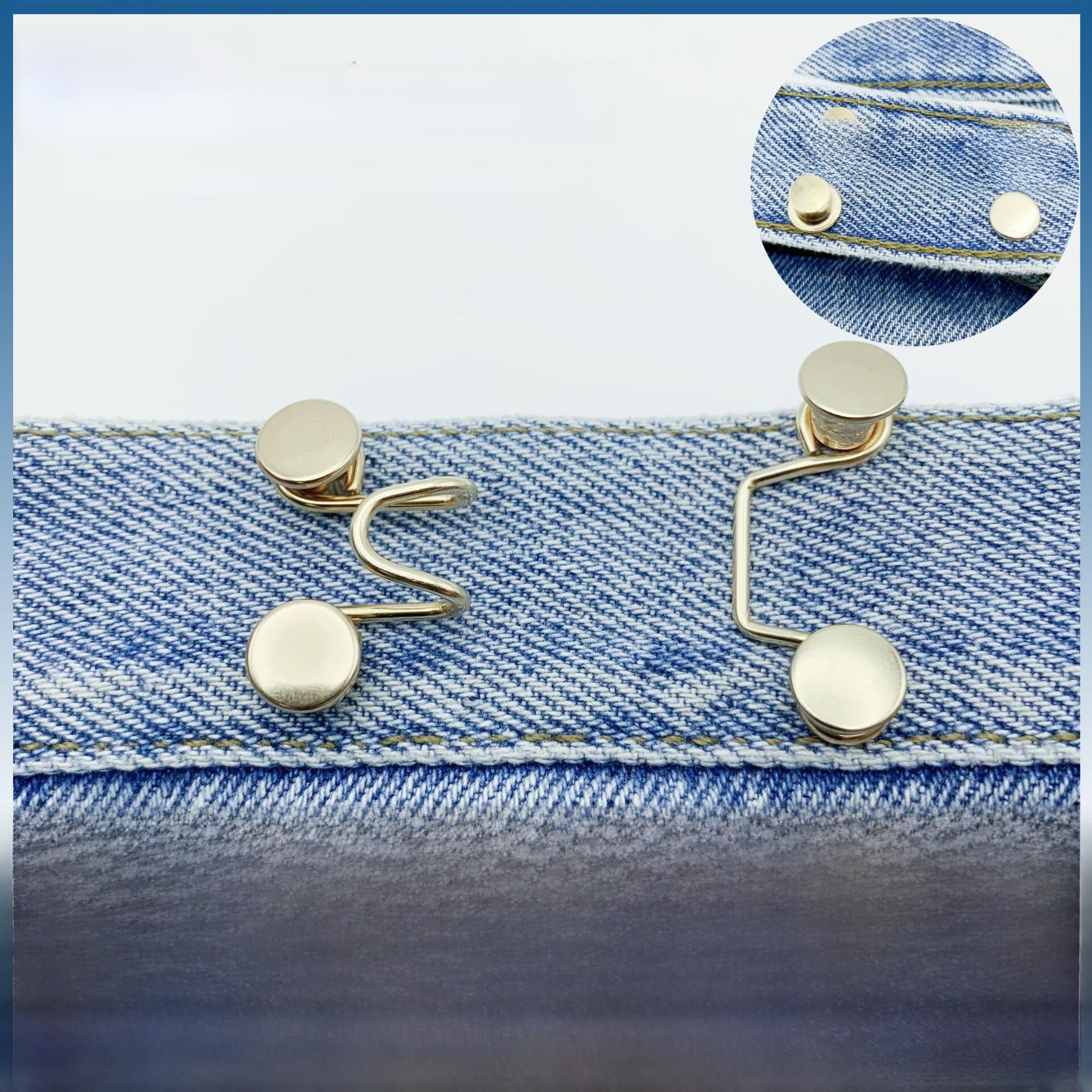 FYCAN 4Sets Jean Waist Tightener Nail-Free Adjustable Button Without Jean Button Pins Kit, Pant Waist Tightener, Instant Jean Buttons, Detachable Jean Buttons No Sewing Required Waist Buckle -Multi 4