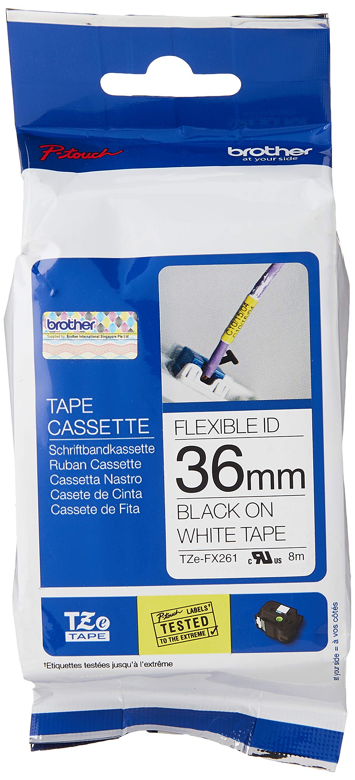 Brother TZe-FX261 label-making tape Black on white