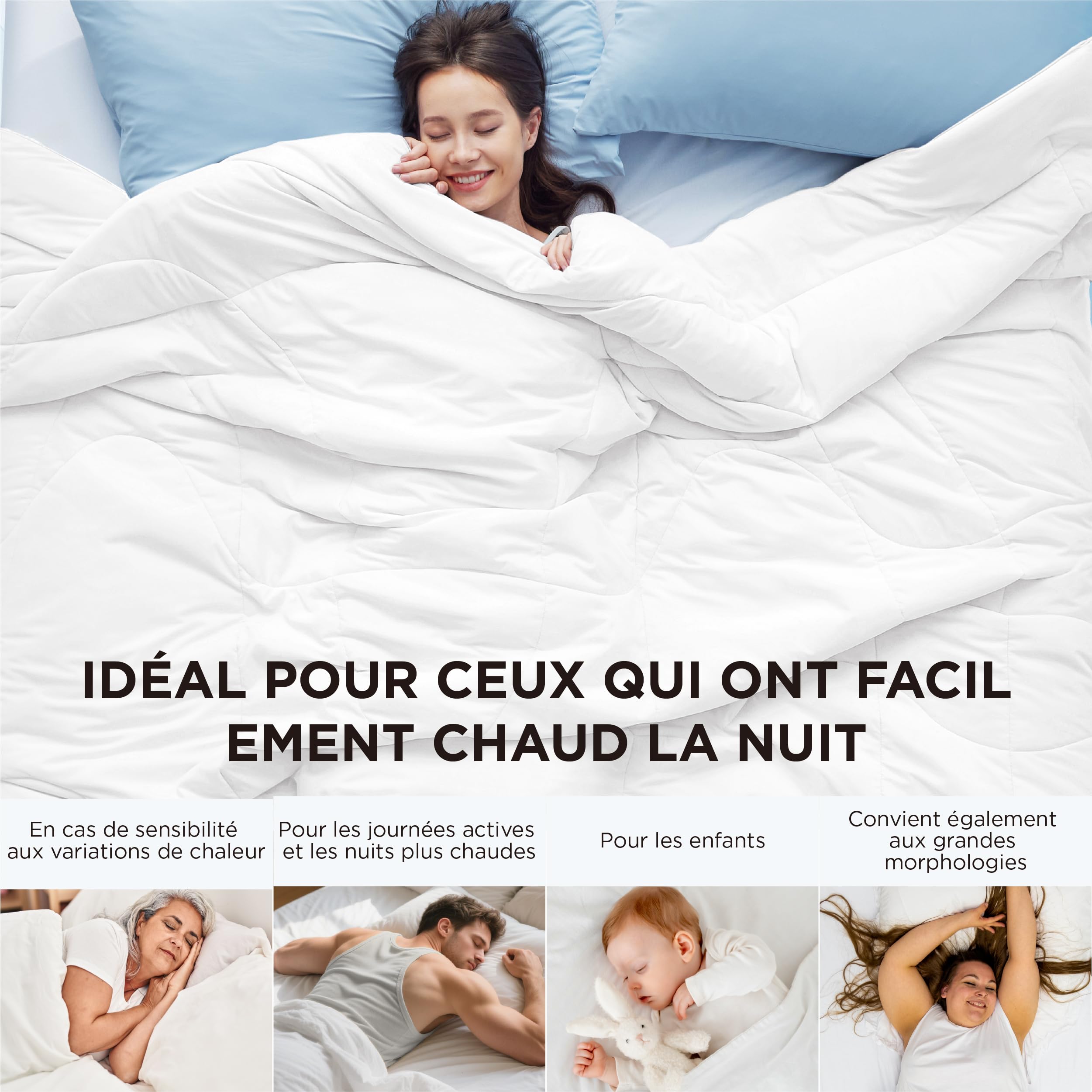 Bedsure Couette d'été réversible rafraîchissante 240x220 - Couette rafraîchissante Arc-Chill Q-Max > 0,4, Couverture d'été légère et Fine pour Sueurs Nocturnes et dormeurs Chauds