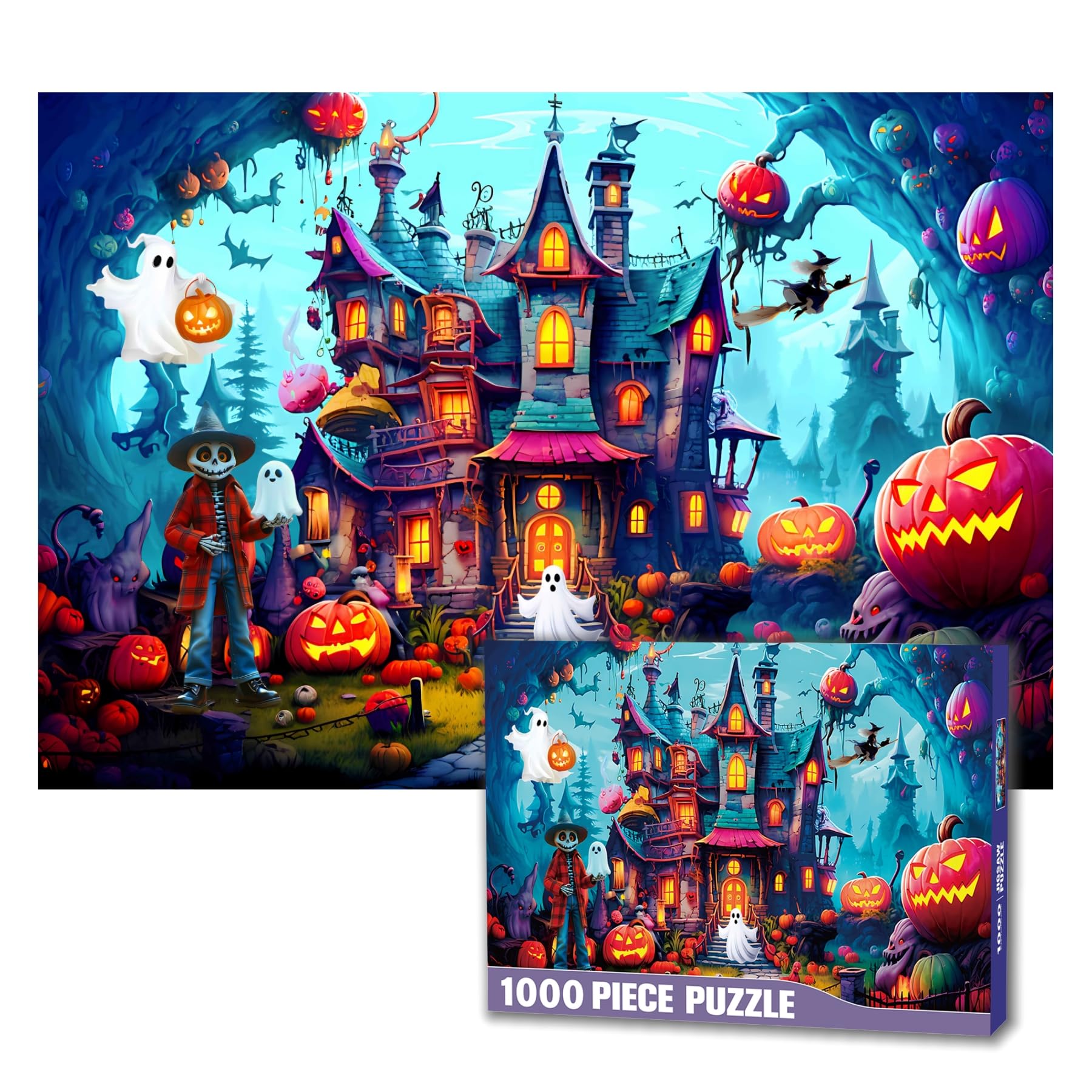 1000 Pieces Puzzle for Adults, Halloween, Horror Haunted House Puzzle Pieces,Holiday Party Gifts Puzzles (Halloween -1, 1000)