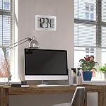 MARATHON Atomic Wall Clock, Silver - Large 9-Inch Display - AM/PM or 24-Hour Time, 8 Time Zones, Indoor Temperature, Day & Date
