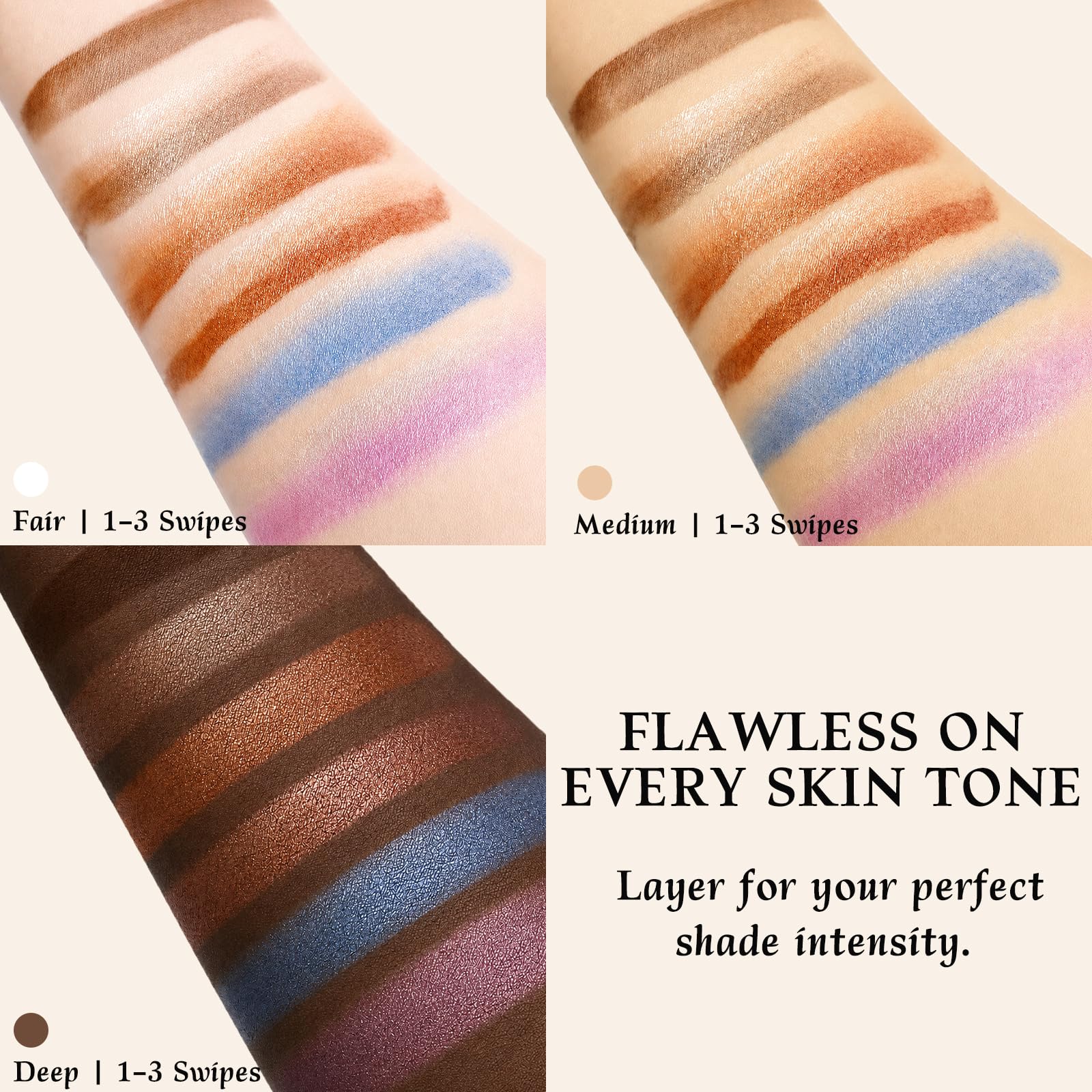 Set di 6 ombretti in stick, 3 colori, a lunga durata, impermeabili, con formula cremosa e vitamina E, per trucco giorno e notte, 35 g