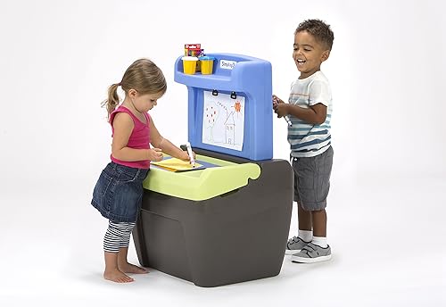 Simplay3 Caja de almacenamiento de juguetes todo en uno y caballete doble para niños