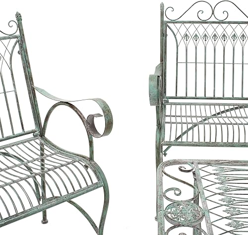 Miniatura 6 de SAFAVIEH Outdoor Collection Leah - Juego de 4 piezas de hierro forjado con pergamino victoriano, color verde oscuro antiguo