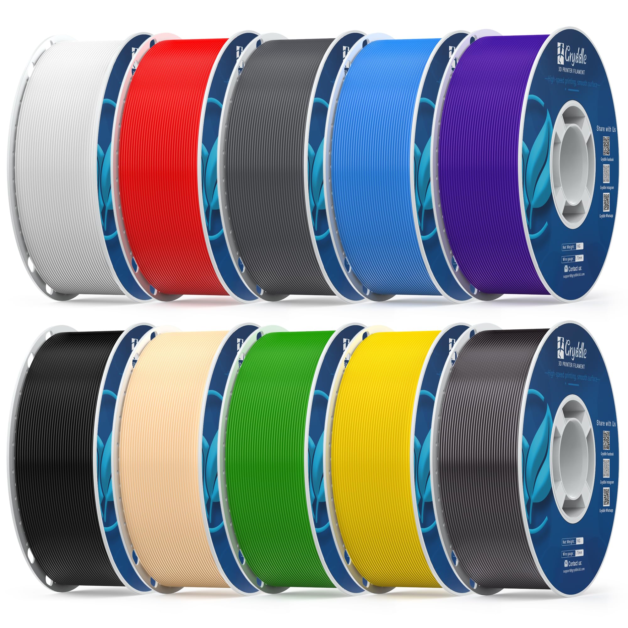Gryddle PETG 3D Printer Filament 1.75mm 1KG High Toughness & Heat Resistance