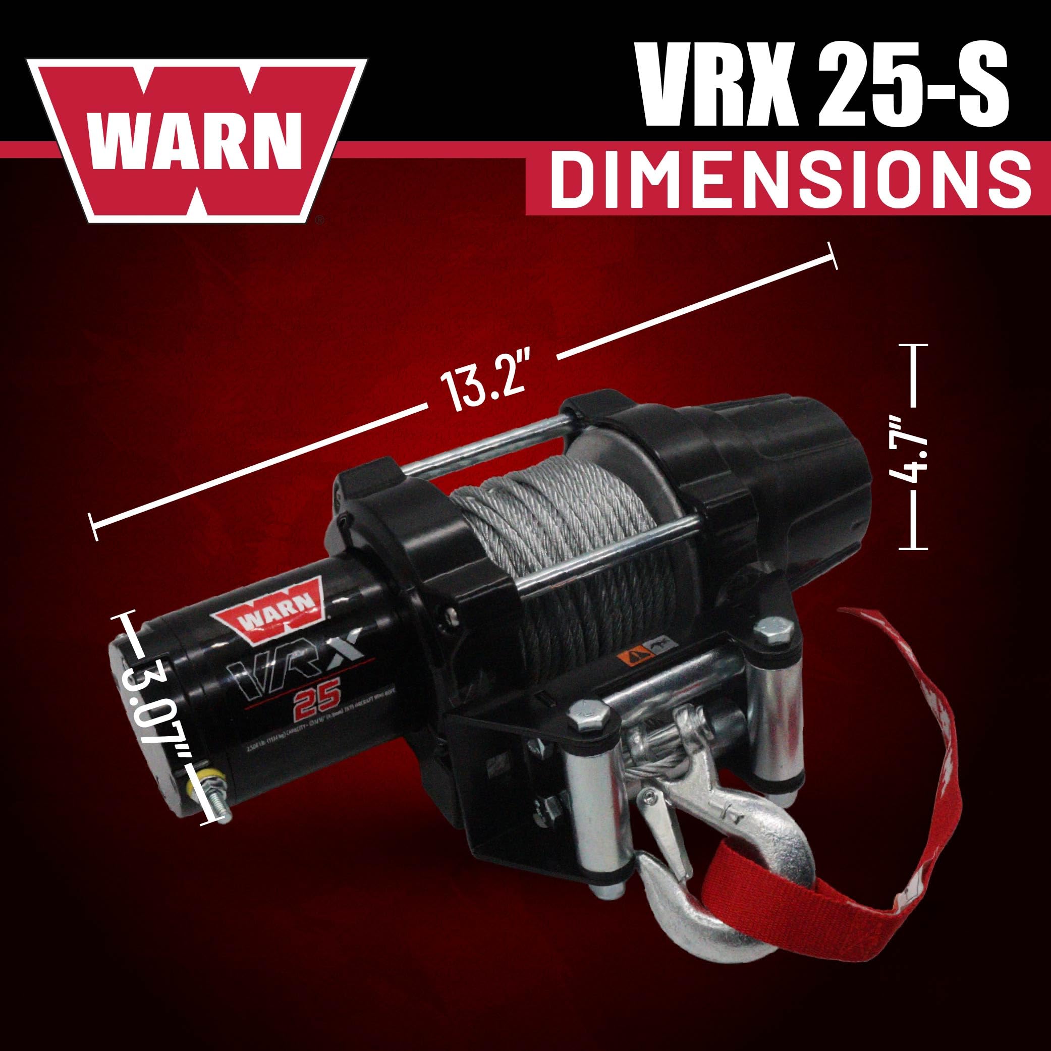 Warn Verricello VRX 25 Powersports 101025 1,25t 3/16" x 50' Cavo Acciaio