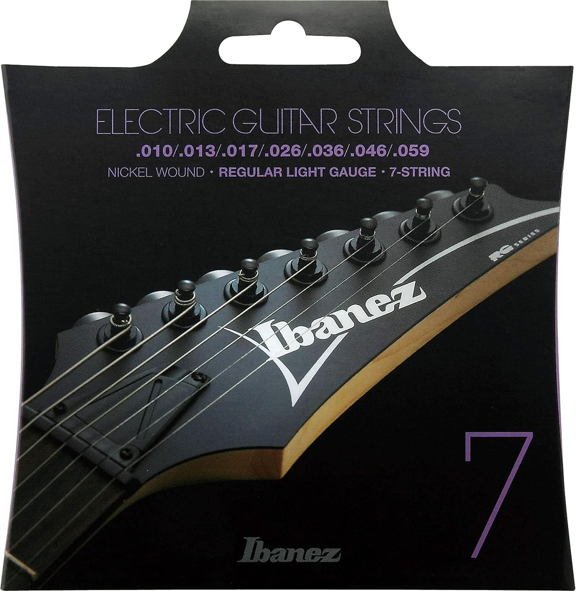 Cuerdas para guitarra eléctrica Ibanez IEGS71 de 7 cuerdas - Medidor de luz regular,plata