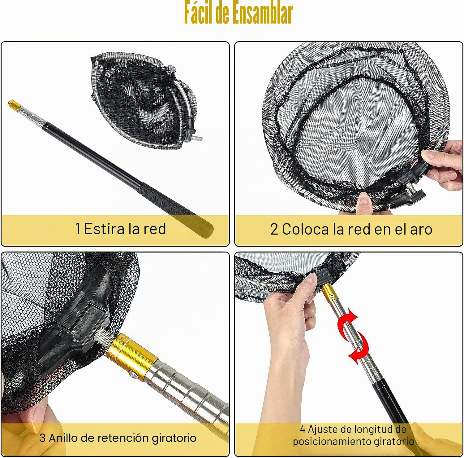 LATERN 2 Piezas Red de Aterrizaje de Pesca Telescópica 170cm Extensible 66-172cm Cazamariposas para Piscina