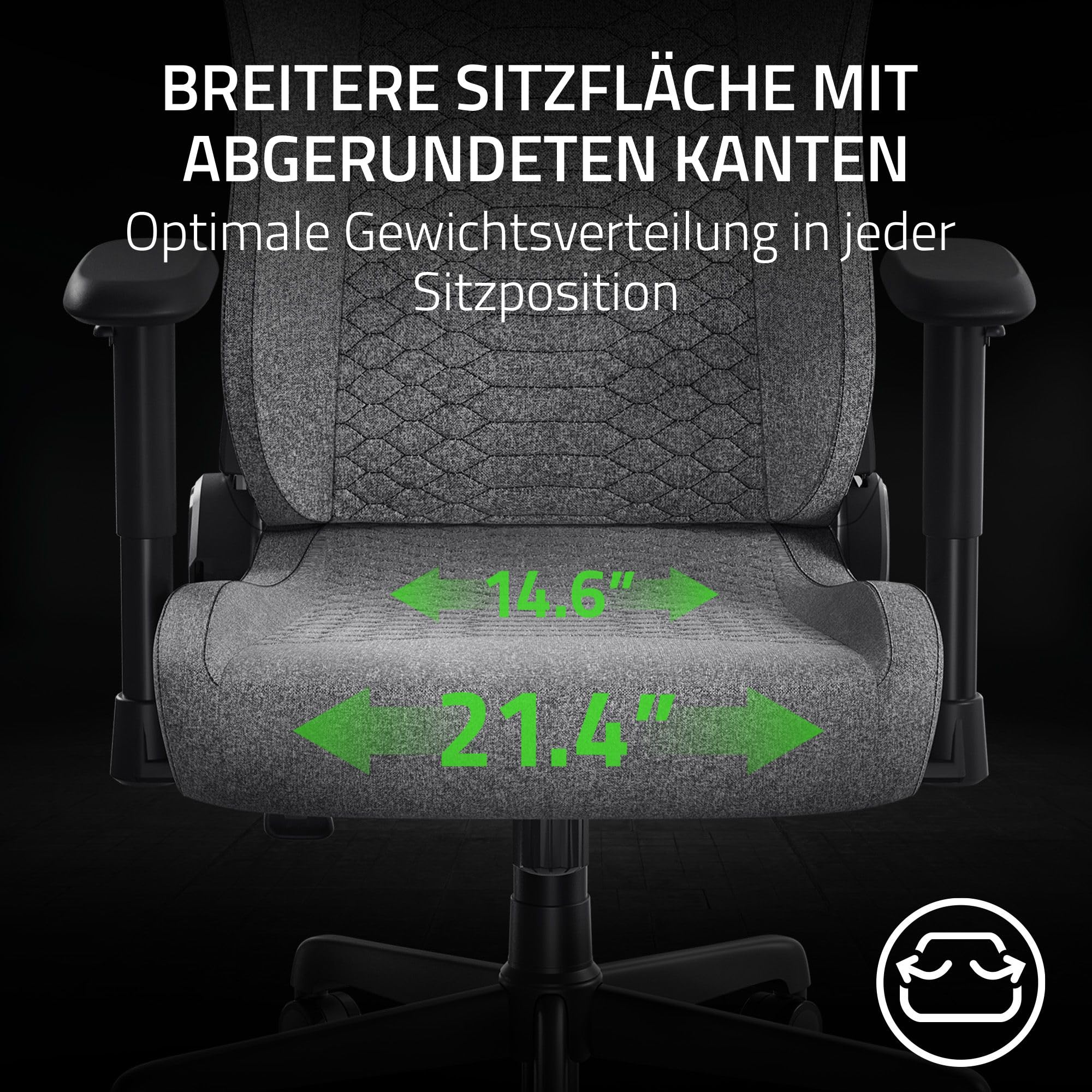 Razer Iskur V2 X - Basis-Gaming-Stuhl mit integrierter Lendenwirbelstütze (hochverdichtete Schaumstoffpolster, 2D-Armlehnen, weicher Stoff) Grau