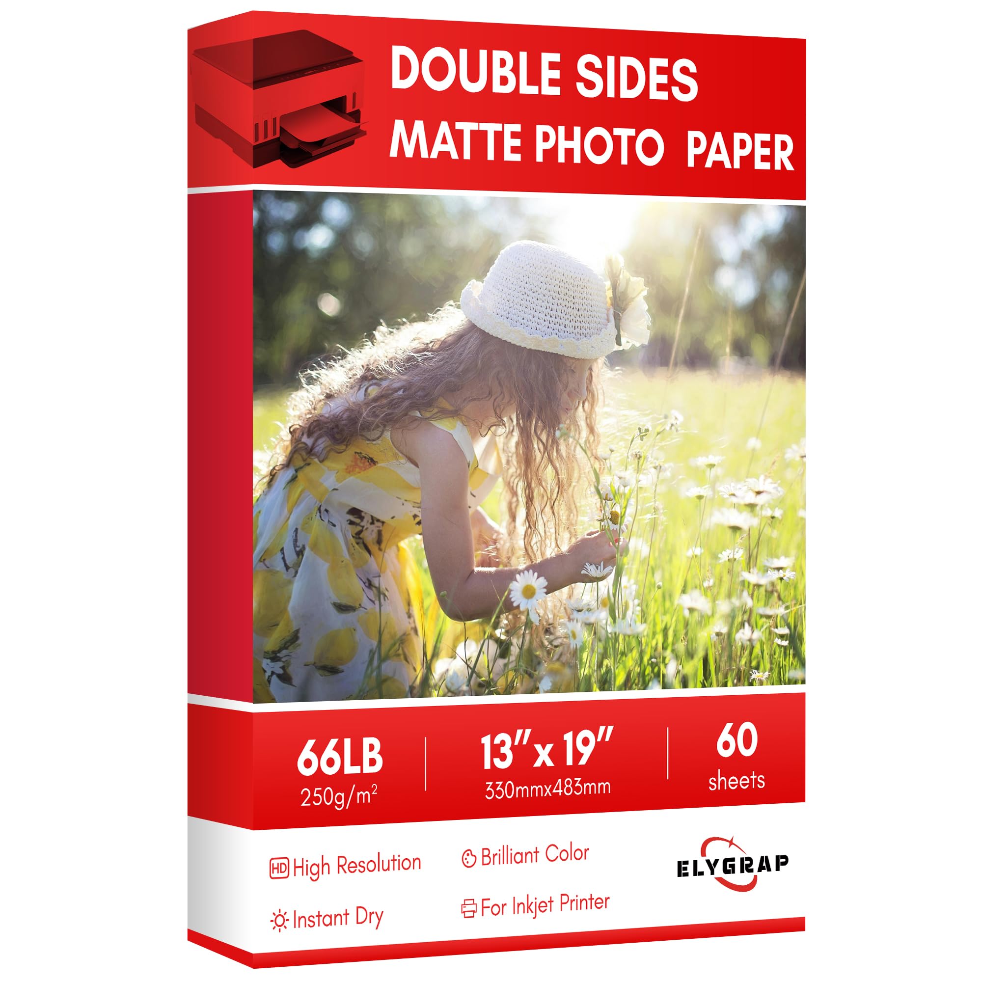 60 Blatt 33 x 48,3 cm dickes, doppelseitiges mattes Fotopapier, schweres Papier für detaillierte Grafiken, Wandbilder, Poster, Arbeit mit Tintenstrahldruckern