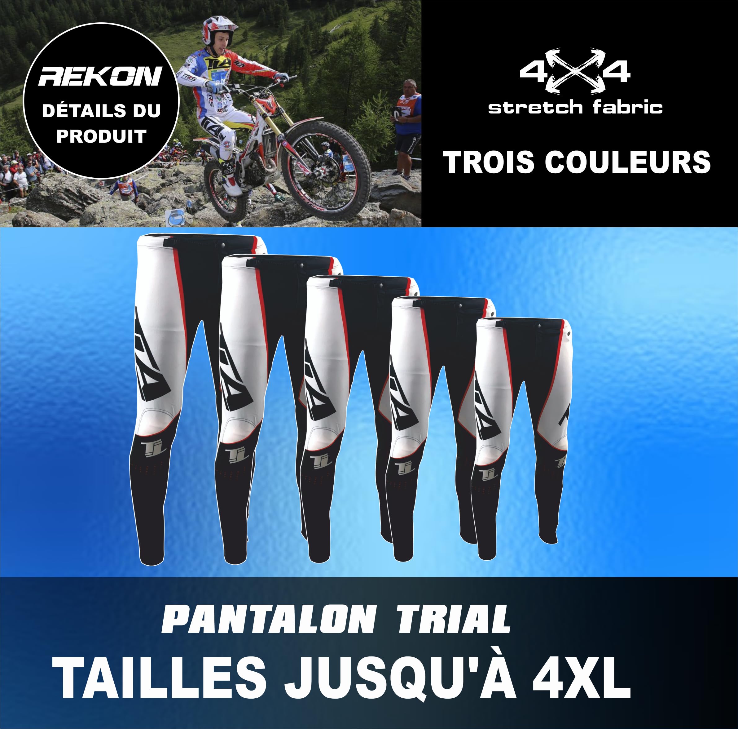 TLA REKON Pantaloni Moto Trial, MTB, BMX, Bici Protezioni Ginocchiere CE, Leggeri, Elasticizzati, Taglie Fino 4XL Uomo e Donna, Abbigliamento, Tuta, Moto Fuoristrada