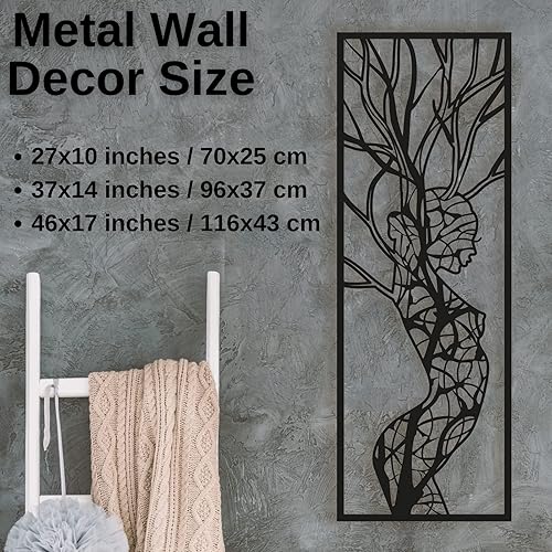 Vista 3 de Arte de pared de metal con cuerpo femenino, decoración de árbol de la vida, decoración de pared de metal, decoración de pared de metal para mujer