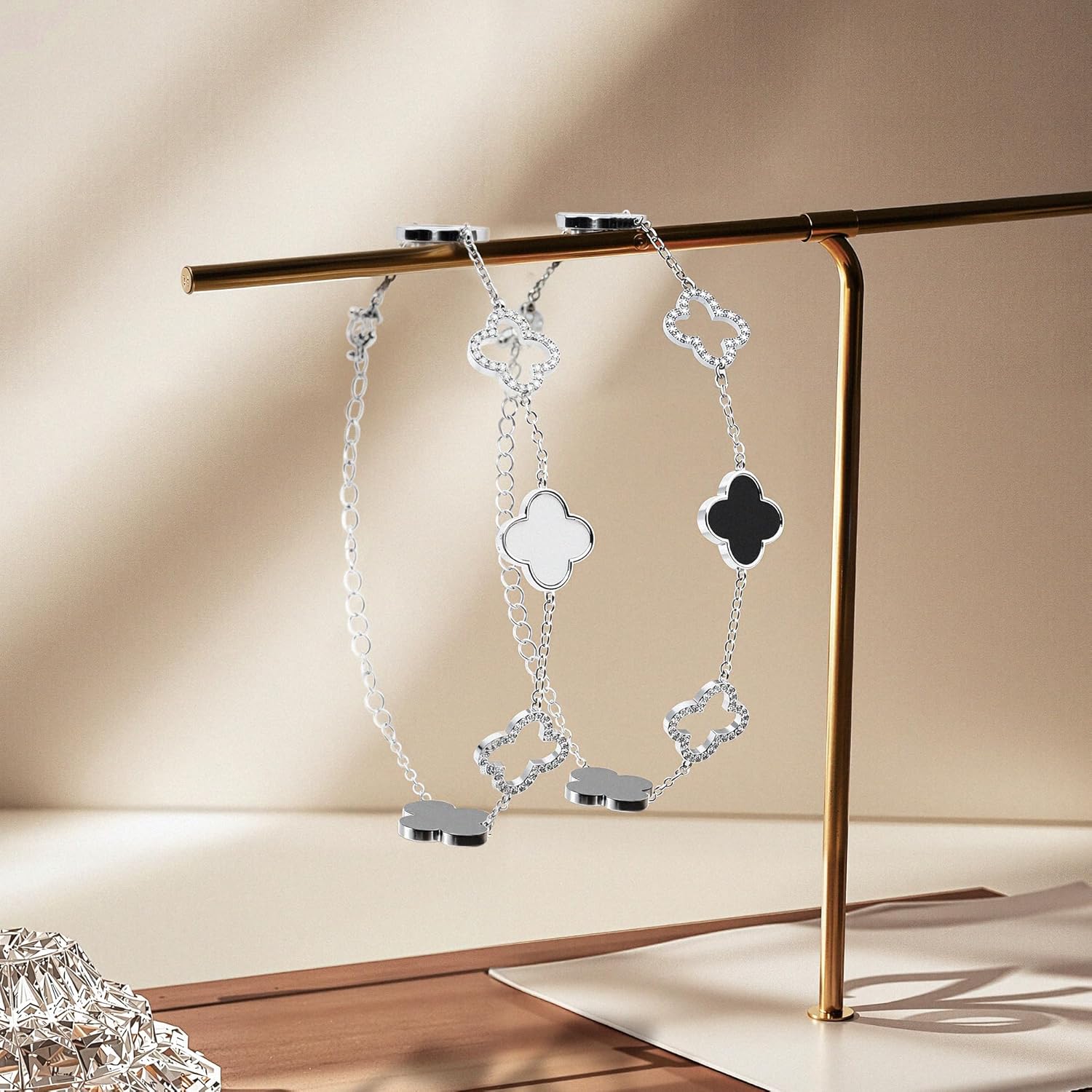 Clover Bracelet for Women 18k Gold Plated Silver Lucky Four Leaf Link Chain Bracelets Charm Trendy Jewelry Gifts for Women - Image 5