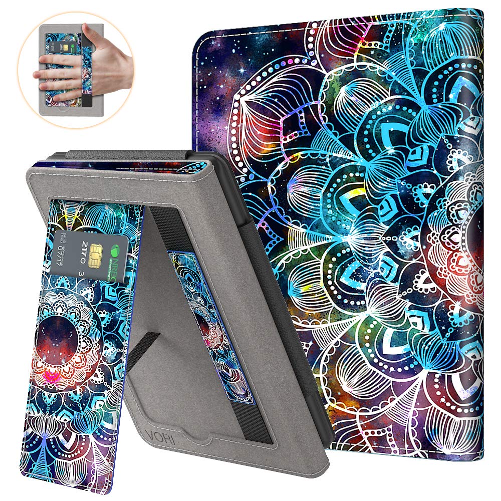 Vori - Custodia per Kindle Paperwhite (adatta a tutte le generazioni Paperwhite di 10a generazione 2018, con supporto e cinturino da polso Mandalas Galaxy
