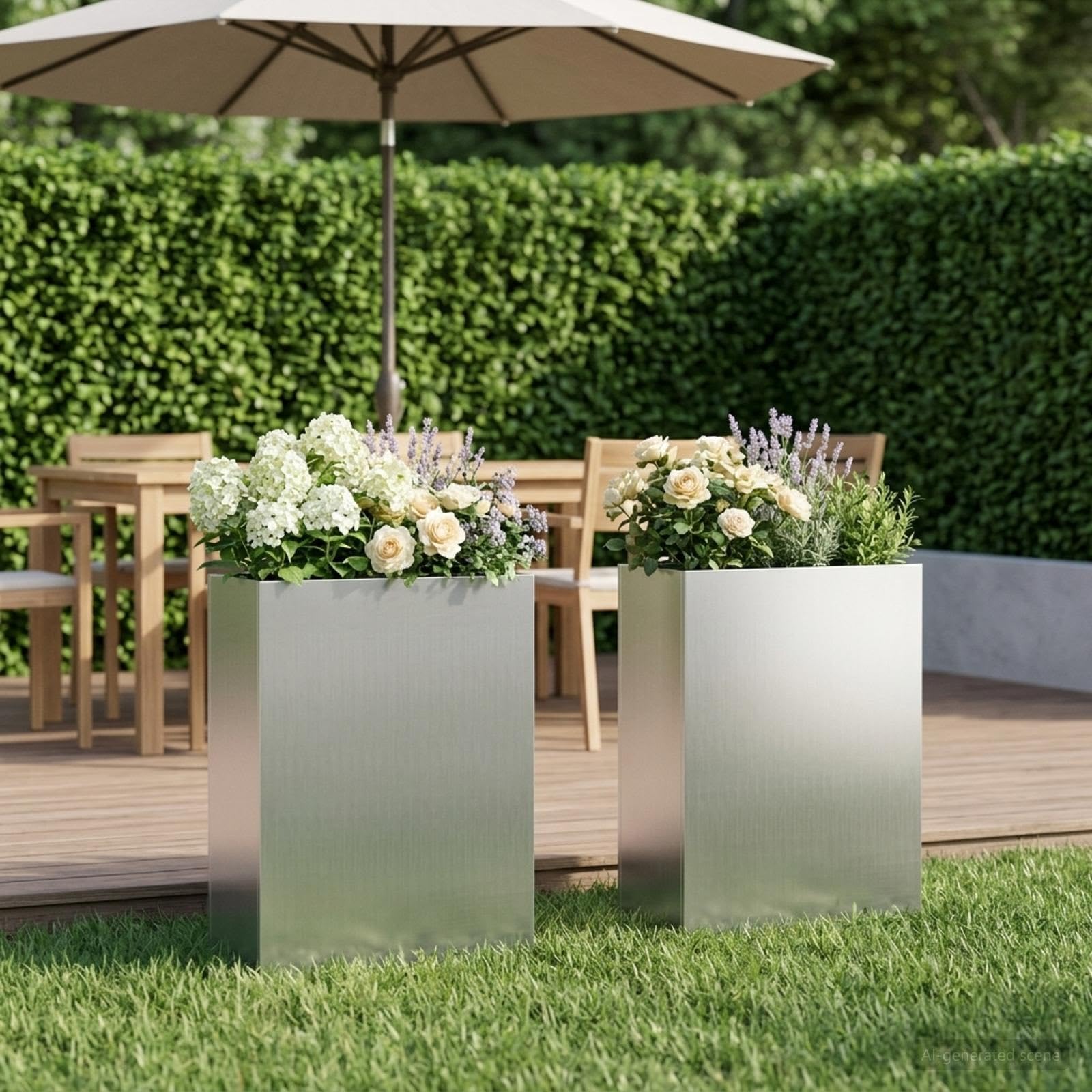 Genérico Macetero de Jardín 2 uds. Plateado 50 x 20 x 75 cm,Casa y jardín,Maceteros y jardineras,12.3 kg-8005467