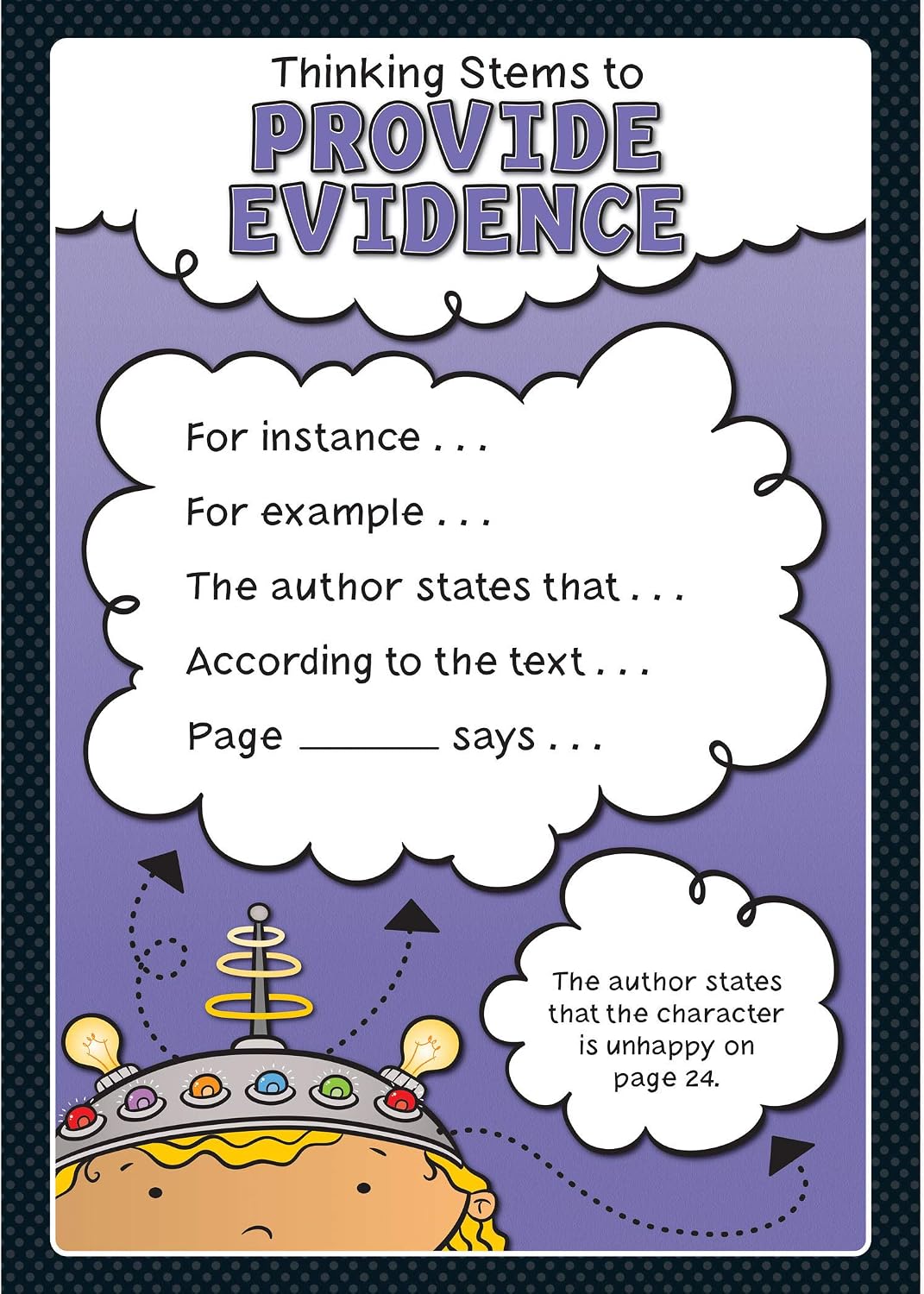 Carson-Dellosa Thinking Stems Bulletin Board Set—Infer, Determine Importance, Provide Evidence, Connect, Evaluate, Visualize, Synthesize, Question, Critical Thinking Skills Charts (10 pc) (110286)