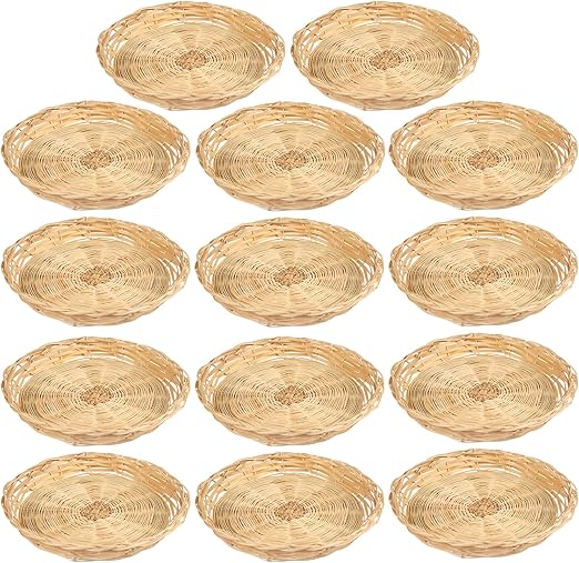 GNIEMCKIN 14 PCS 9.8 inch Bamboo Paper Plate Holder, Hand