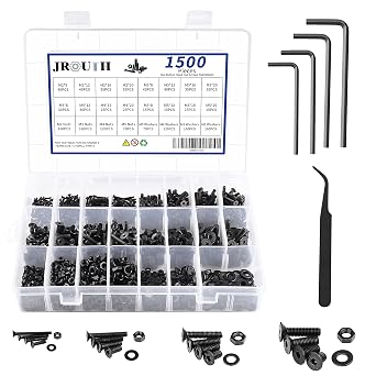 1500 PCS Hex Socket Flat Head Screws Kit + 230 PCS #8 Modified Truss Head Self Drilling Screws