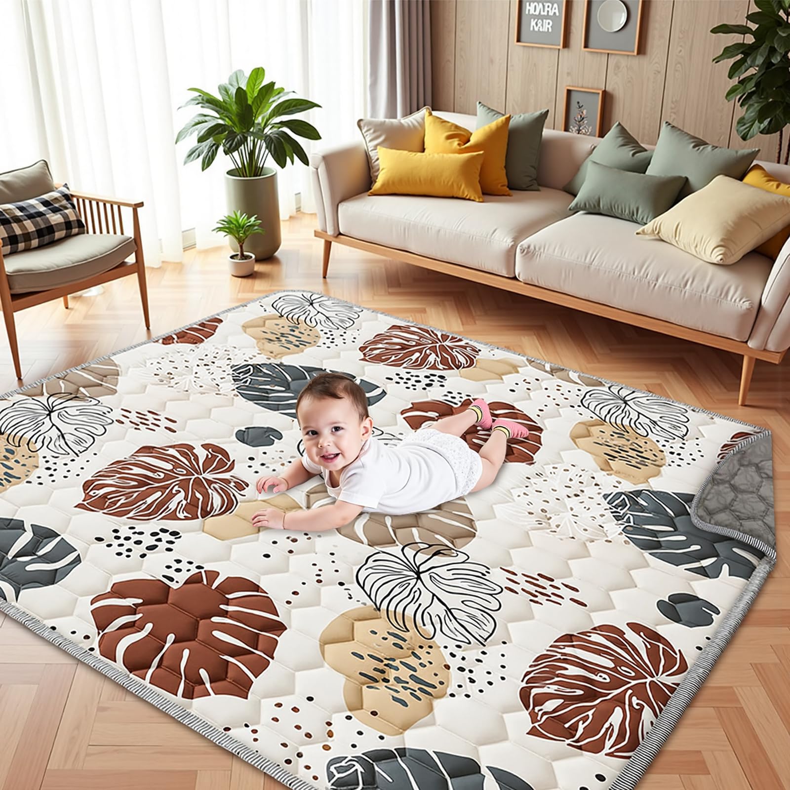 Tappeto Gioco Bambini Addensare Tappeto Gioco Neonato: Tappetino per Abilità Motorie - Tappetino da Gioco per Bambini Pieghevole Antiscivolo lavabile in lavatrice per Box (180 * 200cm)