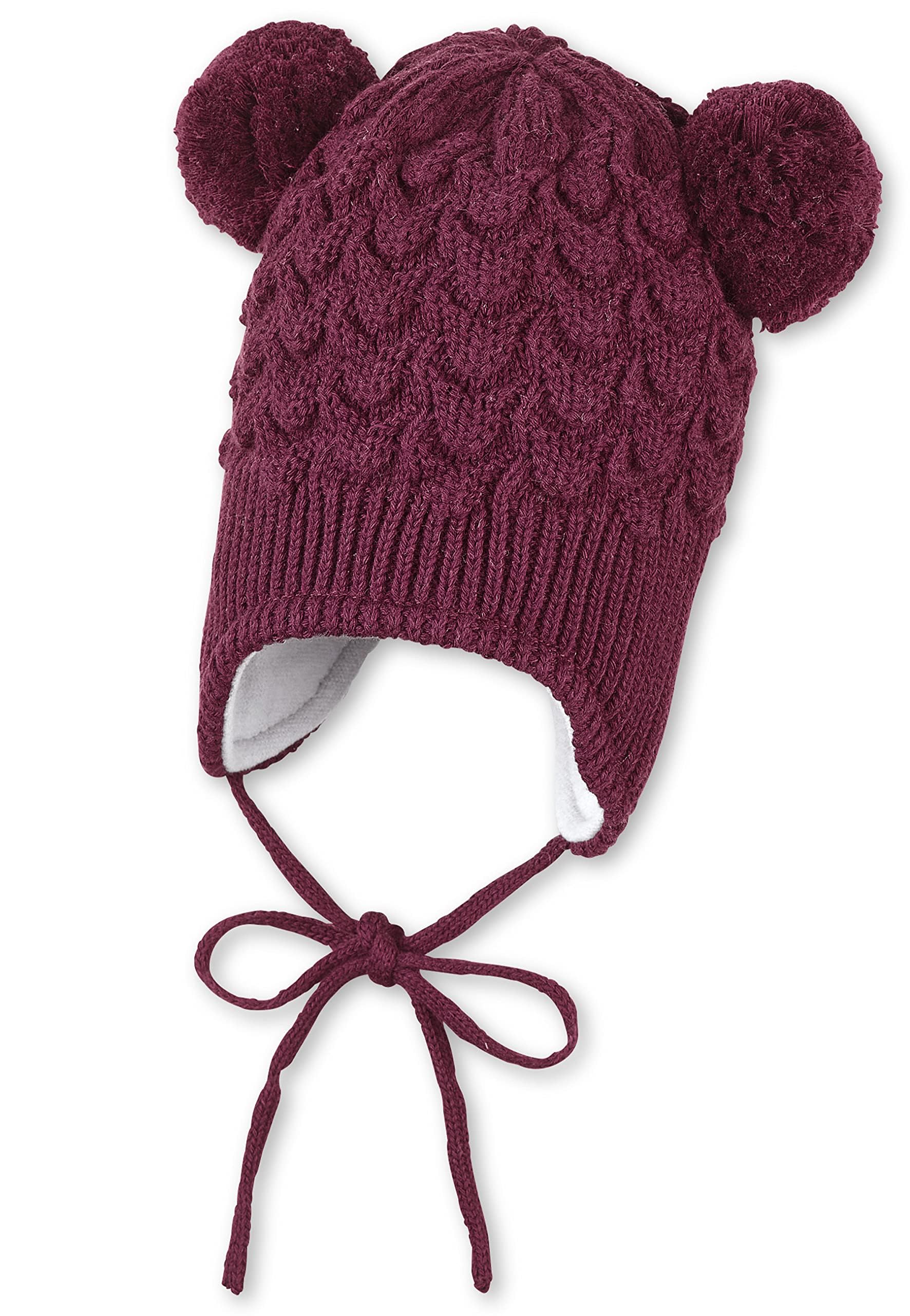 Bonnet à pompon rose Sterntaler en maille structurée pour bébé