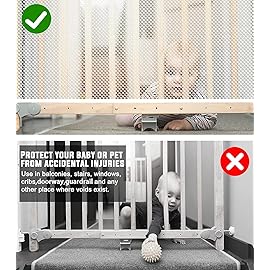 JIFTOK Baby Gate for Stairs, Banister Guard for Kids, Pets, Toys, 21.6 ft L x 2.66 ft H, Mesh Netting Safety Net for Balcony Rail Stair, Stairway Net Baby Safety Products for Indoor & Outdoor (White)
