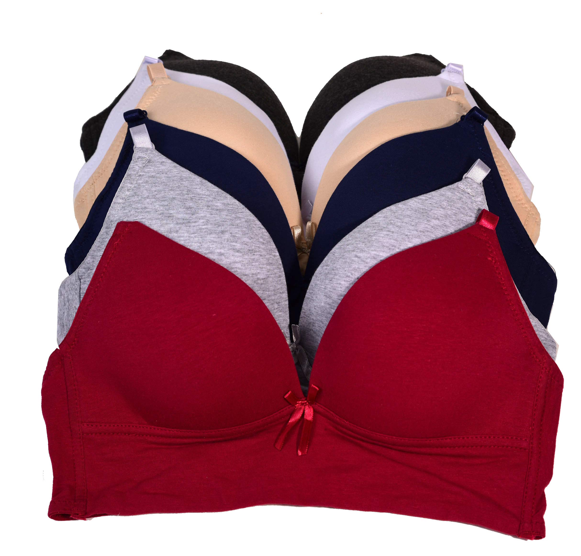 Viola's Secret 6 Pack of Color Print T-Shirt Bras B Cup C Cup and D Cup