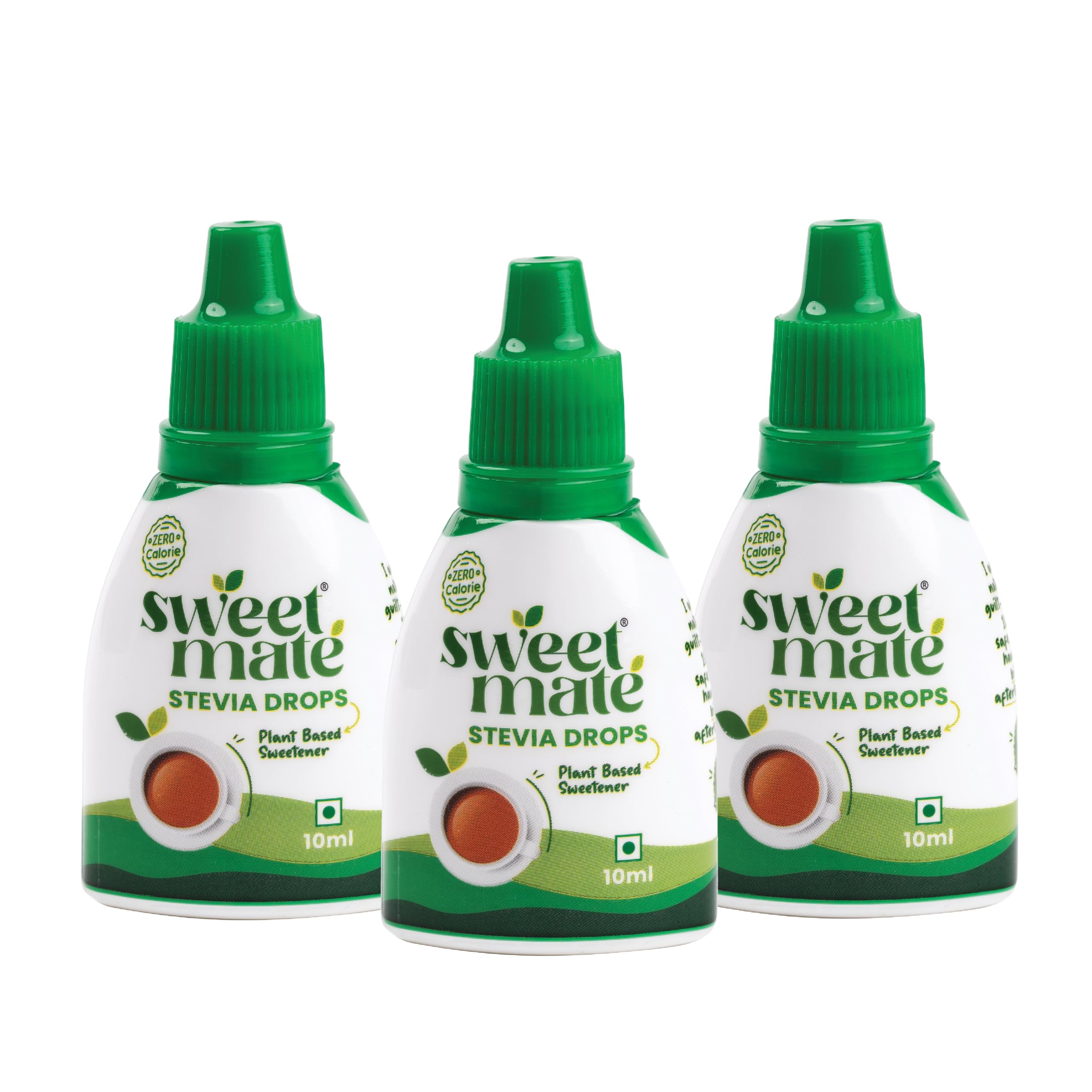 Sweetmate Pure Stevia Drops (10ml x Pack 3) 200 Drops/Pack - Zero Calorie, Diabetic Friendly, Sugar Free - Plant Based Natural Stevia Sweetener Liquid - Sugar Substitute