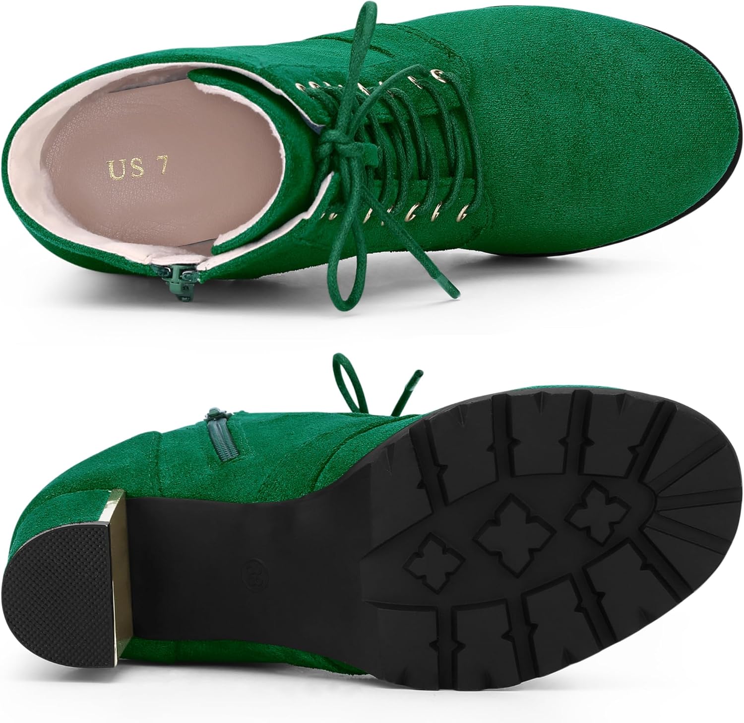 Allegra K Women's Chunky Heel Lace Up Platform Combat Boots