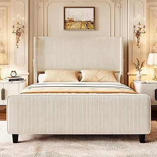 12 Bedroom Bed Ideas for Better Layout Comfort and Style 118 King Size Bed Frame and Headboard, Upholstered King Bed Frame with Tall ...
